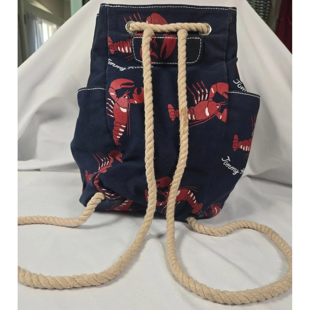 Tommy Hilfiger Lobster Print Canvas Backpack Nautical Coastal Bag
